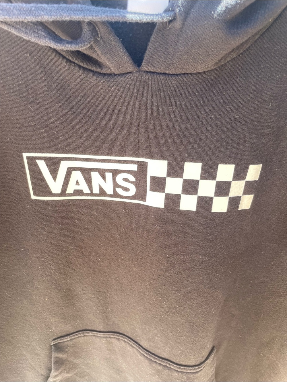 Vans Black Hoodie with White Checkerboard Stripe size Medium - Picture 3 of 5